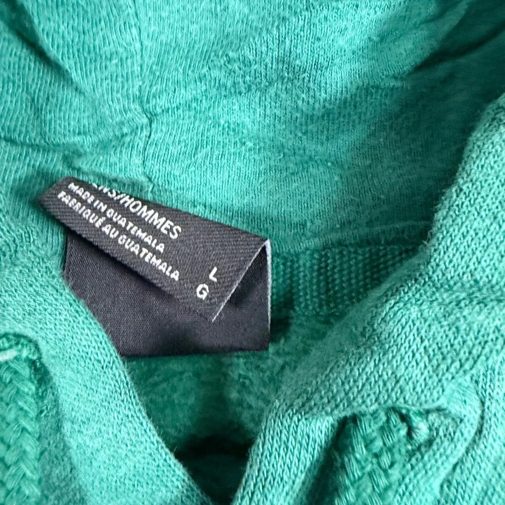 The North Face Mens Large Green Graphic Logo Pullover Hoodie Fleece Kangaroo
